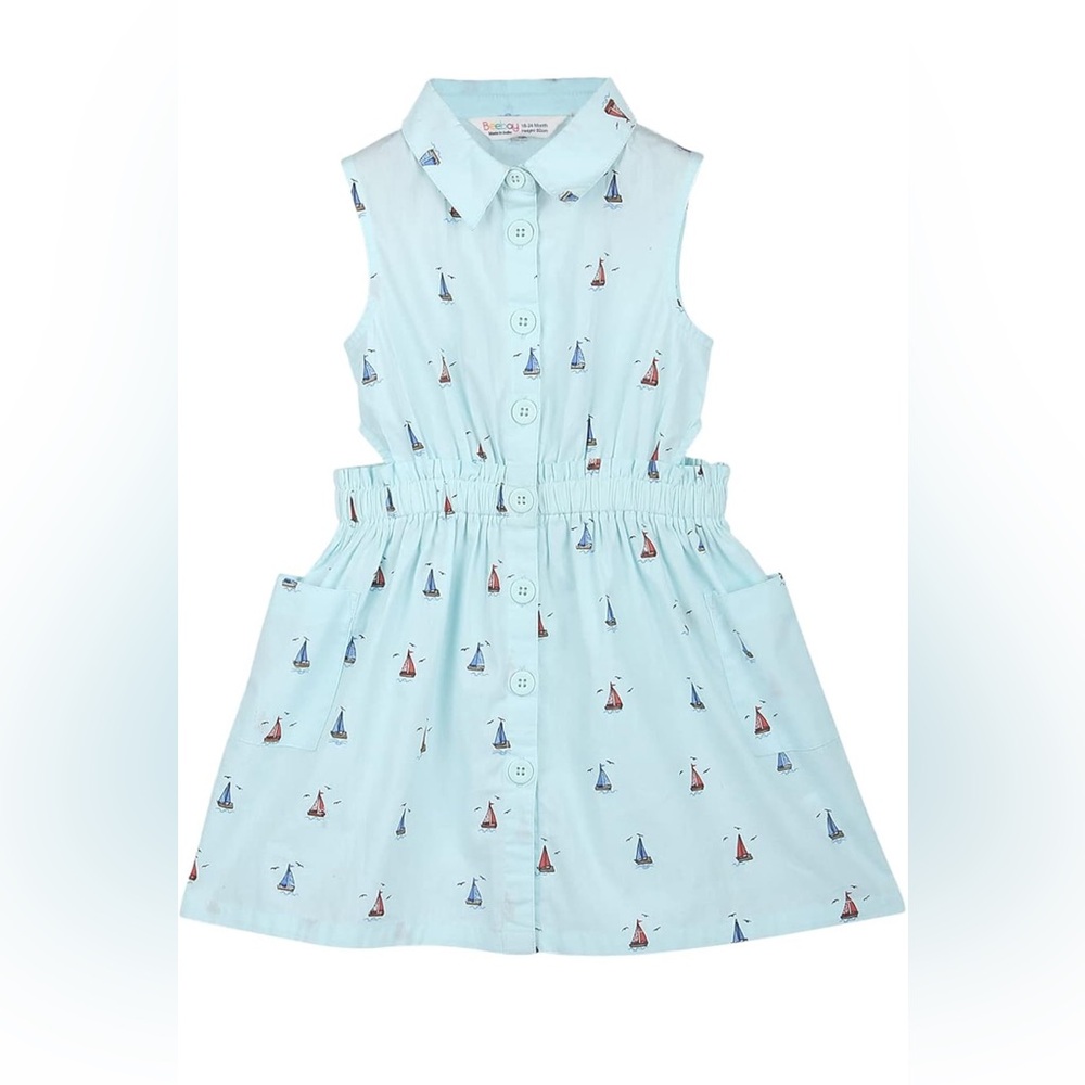 Beebay Kids Sleeveless Sailboat Print Dress girl's 7